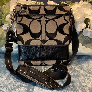 Coach Black and Tan Signature Crossbody Bag